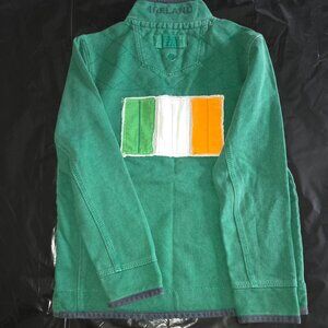 Fat Face Airlie Men 1/4 Zip Sweatshirt Canvas - Ireland Green Med w/  Irish flag